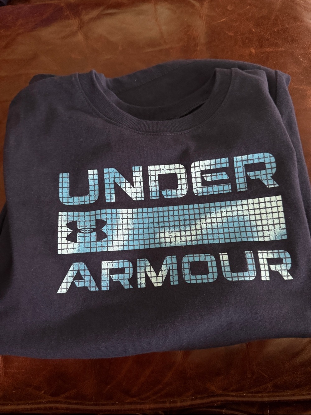 Under Armour Navy Short Sleeve Tee with Light Blue Logo